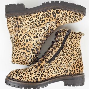 Lucky Brand Animal Print Combat Boots Size 6.5